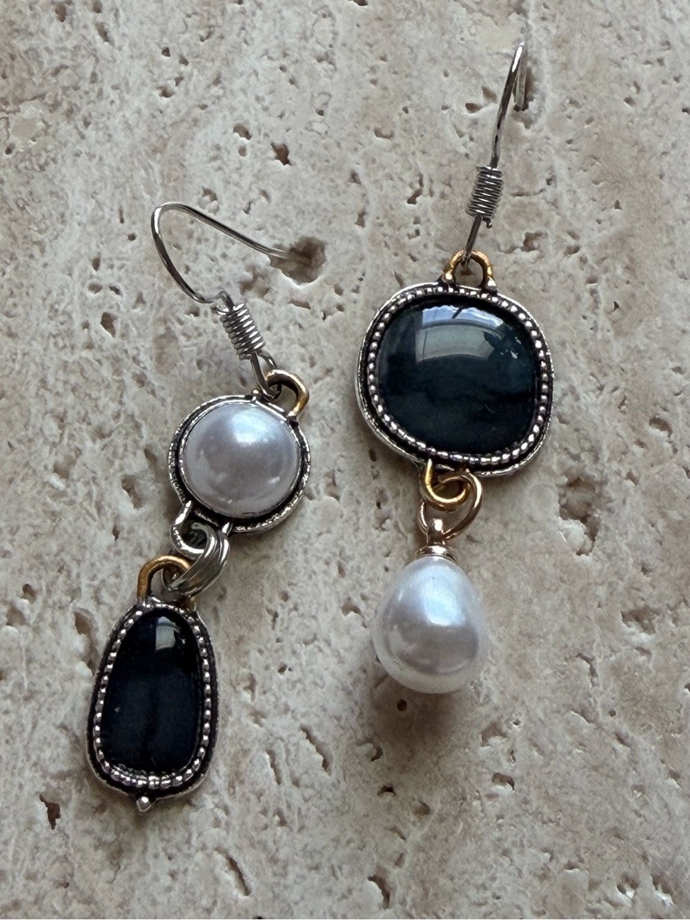 Mixed-Stone Drop Dangle Earrings